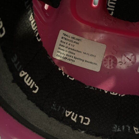 Adidas TBall Helmet BTE00202-Pink OSFM Adjustable 6" to 6 1/2" T-Ball Softball - Picture 13 of 13